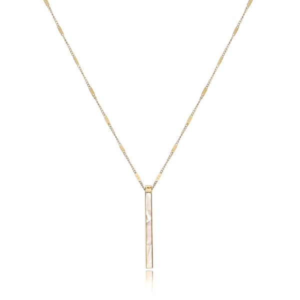 Gold pearly bar pendant necklace