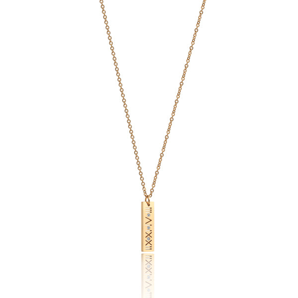 Gold Roman bar of wisdom necklace