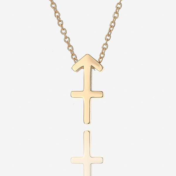 Gold Sagittarius necklace display