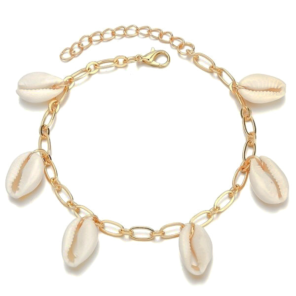Gold seashell charm ankle bracelet