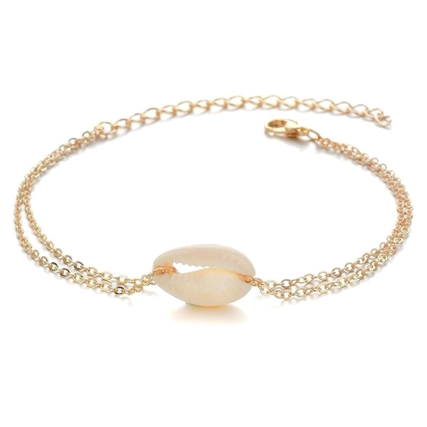 Delicate gold seashell anklet