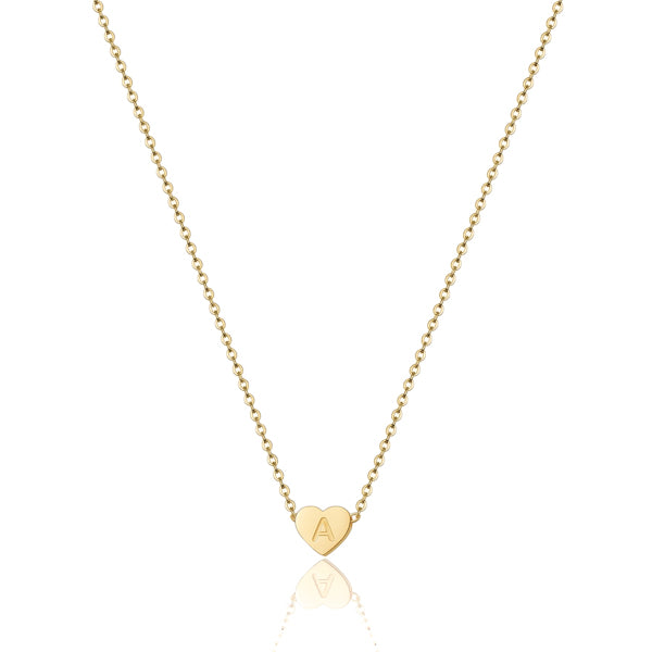 Small gold initial heart necklace