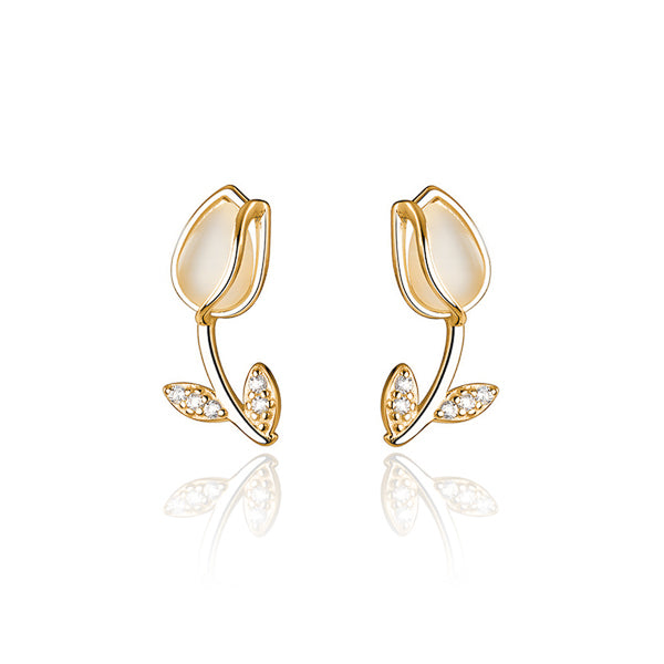 Gold tulip earrings