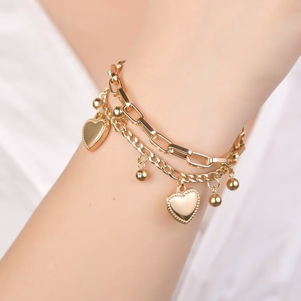 Gold Layered Heart Charm Bracelet | Classy Women Collection