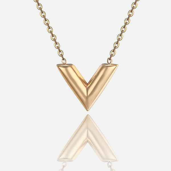 Gold V necklace details