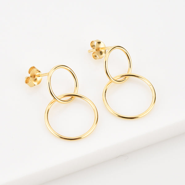 Circle drop earrings made of gold vermeil