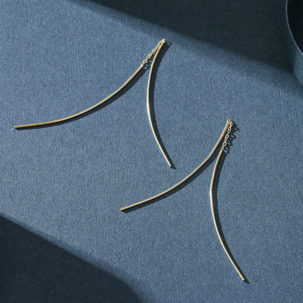 Gold vermeil threader wire drop earrings
