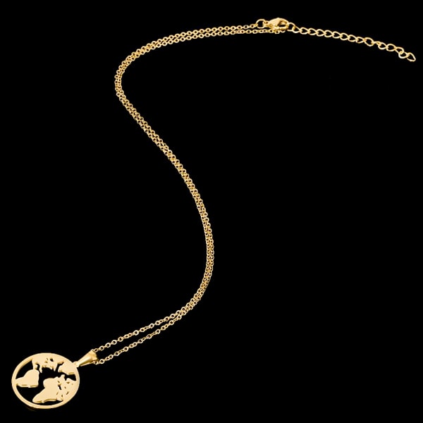 Gold necklace with world pendant