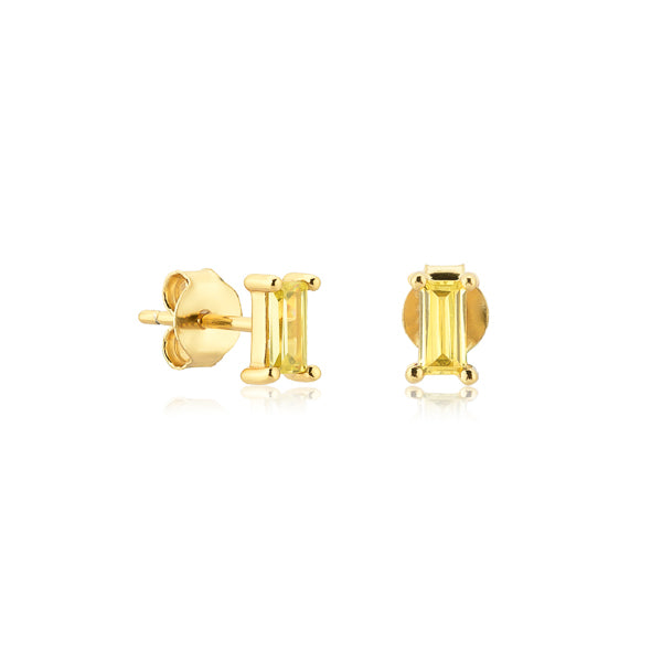 Yellow baguette mini studs