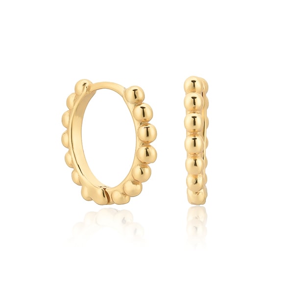 Small gold bead hoop earrings