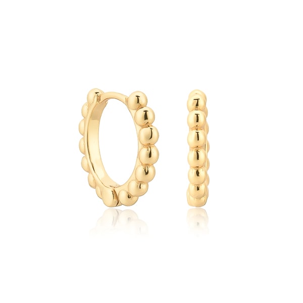 Gold bead mini hoop earrings