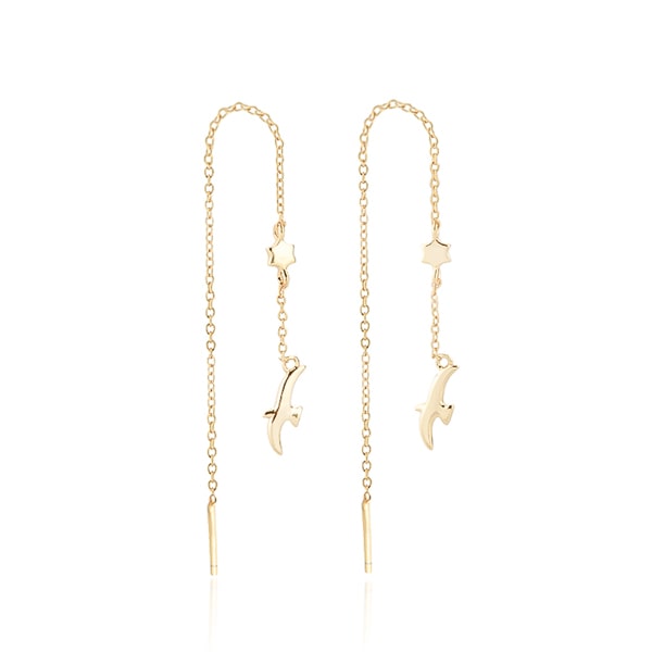 Gold bird threader earrings