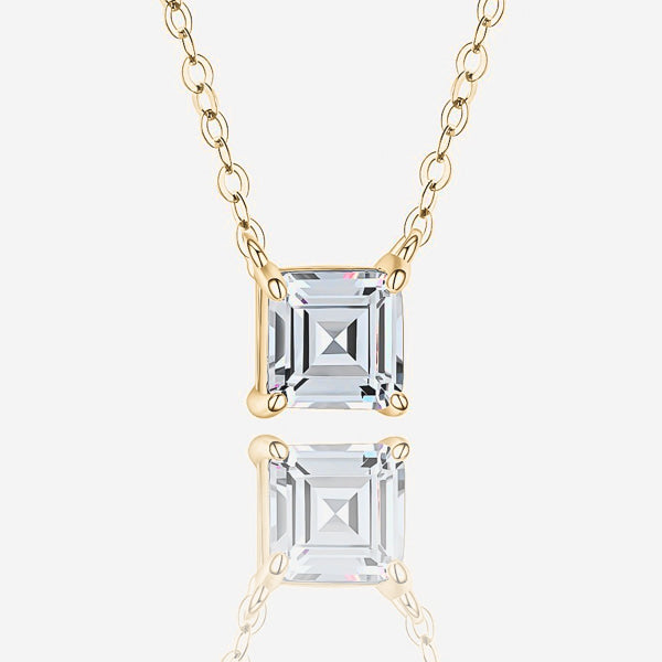 Gold square carre cut crystal necklace details