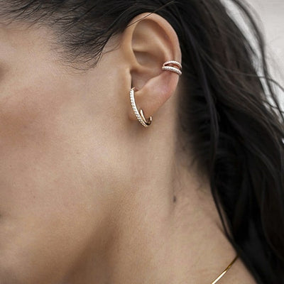 Gold climber hoop earrings