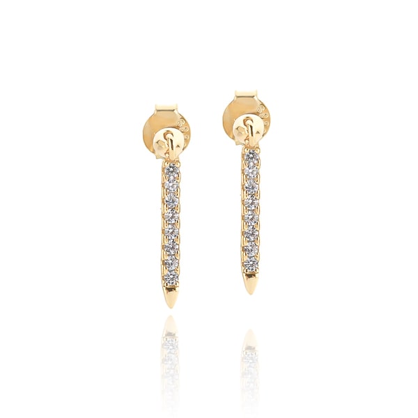 Gold crystal drop bar earrings