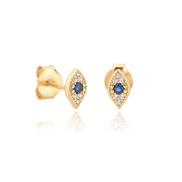 Gold crystal eye stud earrings