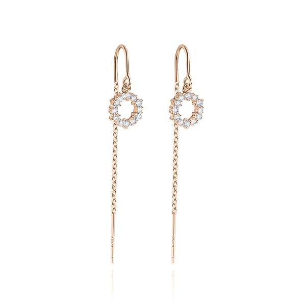 Gold crystal halo threader earrings