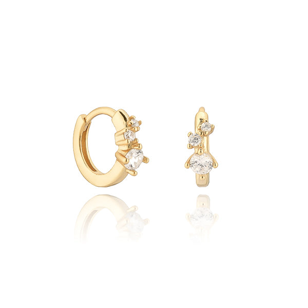 Gold crystal mini huggie hoop earrings