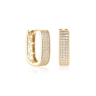 Gold Crystal Pavé Oval Hoop Earrings