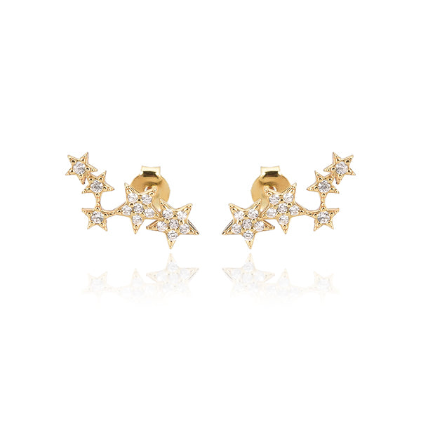 Gold crystal star cluster earrings