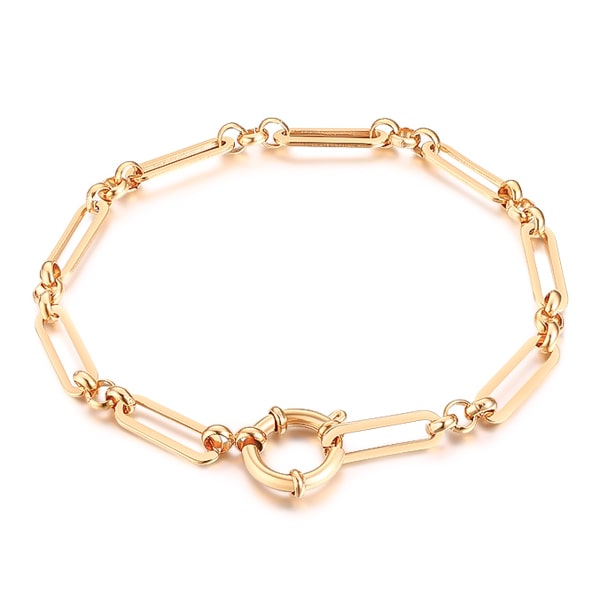 Gold designer oval link chain bracelet