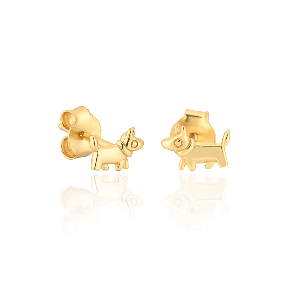 Gold dog stud earrings