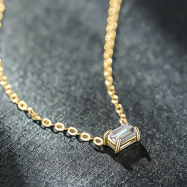 Gold emerald cut crystal necklace display