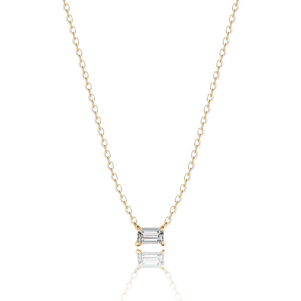 Gold emerald cut crystal necklace
