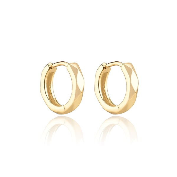 Gold faceted huggie hoop earrings
