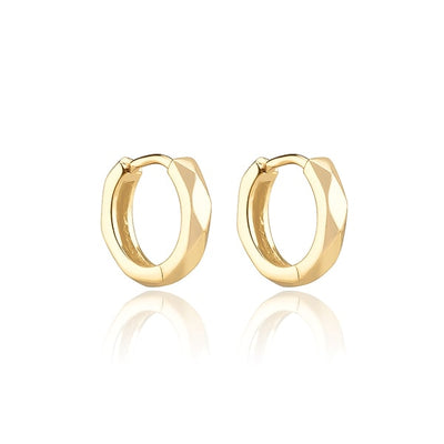 Gold Faceted Huggie Hoop Earrings