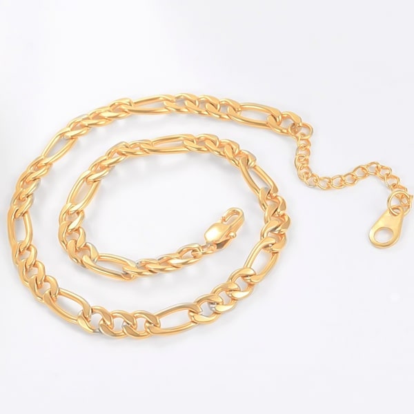 Gold figaro chain anklet details