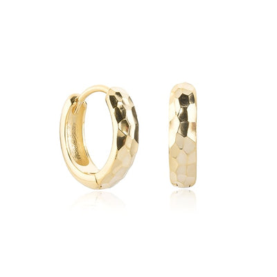 Gold Hammered Mini Hoop Earrings