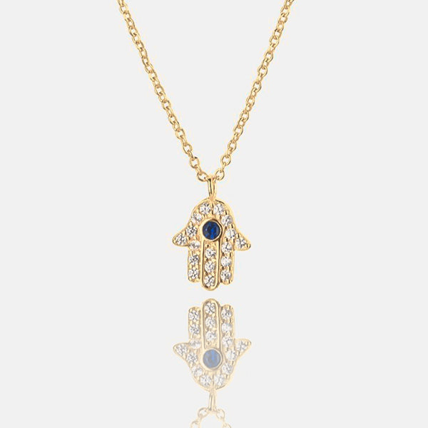 Gold hamsa necklace details