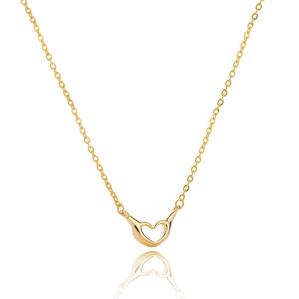 Gold heart hand sign necklace