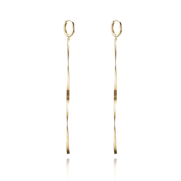 Gold herringbone chain earrings