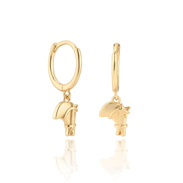 Gold horse hoop earrings