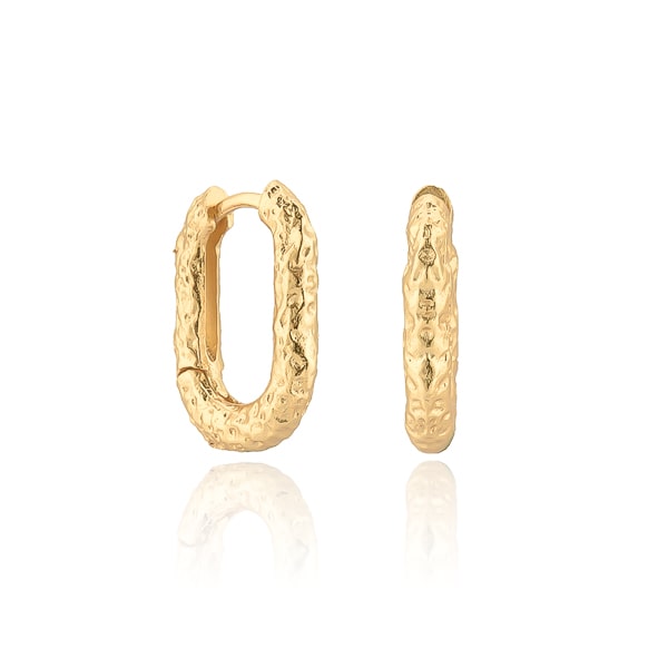 Gold irregular oval hoop earrings