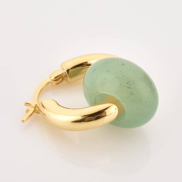 Gold jade hoop earrings detail