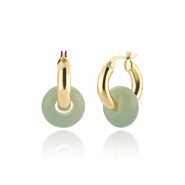 Gold jade hoop earrings