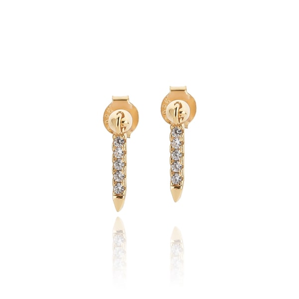 Gold mini crystal drop bar earrings