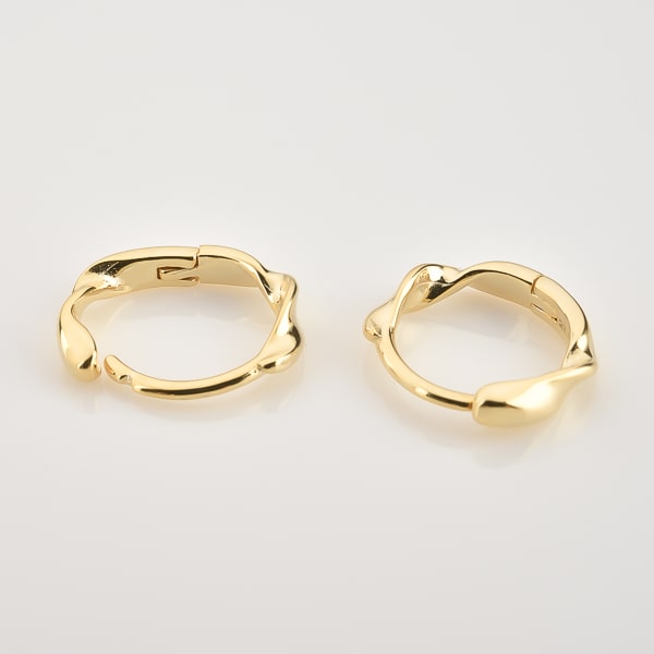 Gold mini double twist hoop earrings detail