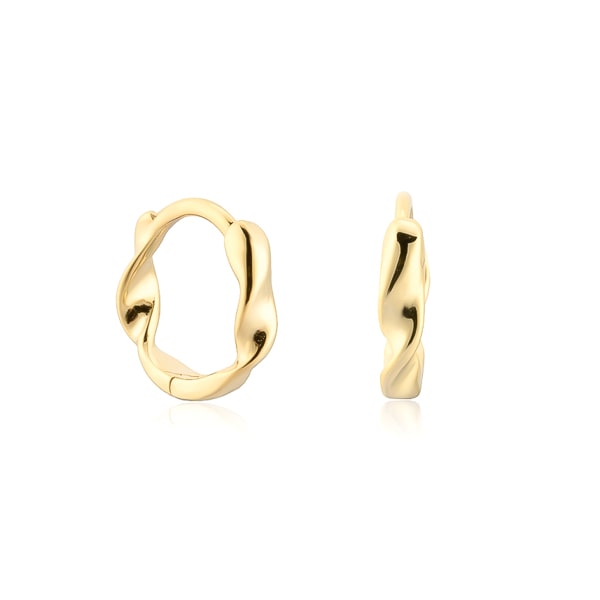 Gold mini double twist hoop earrings