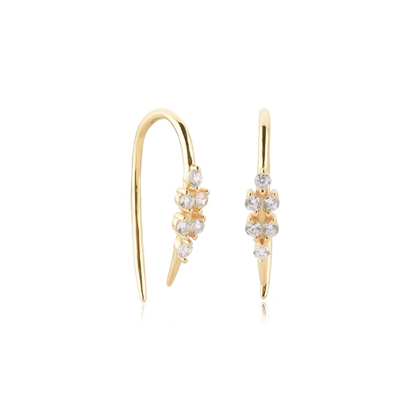 Gold mini huggie threader earrings
