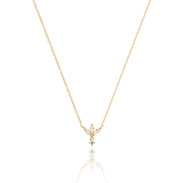 Gold mini lotus necklace