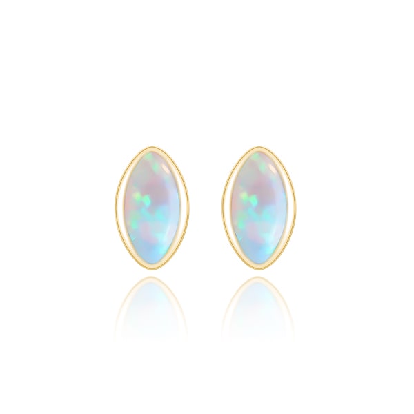 Gold mini marquise opal stud earrings
