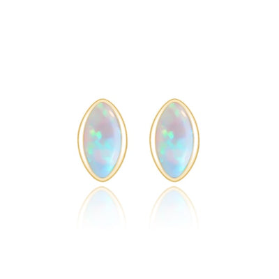 Gold Mini Marquise Opal Stud Earrings