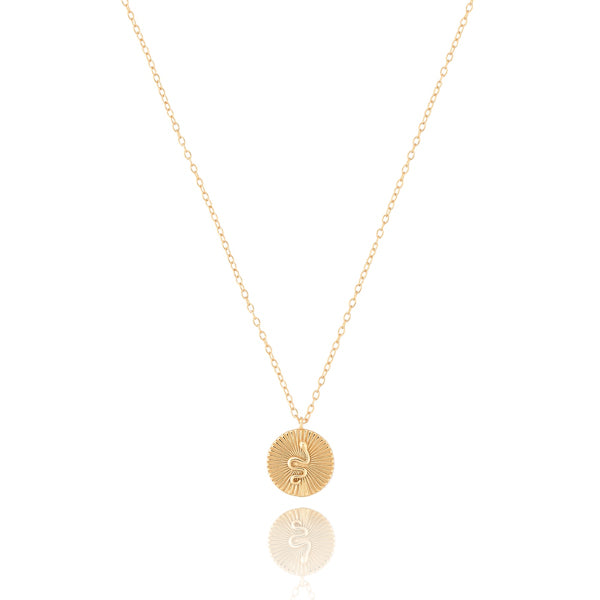 Gold mini snake coin necklace