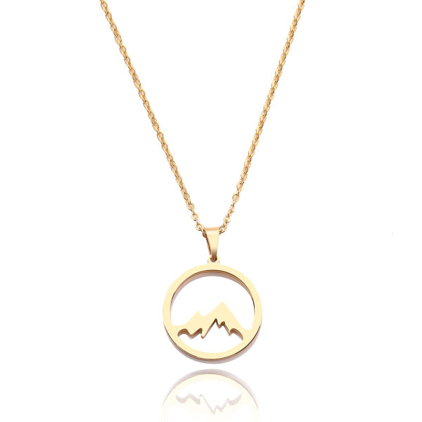 Gold mountain coin pendant necklace
