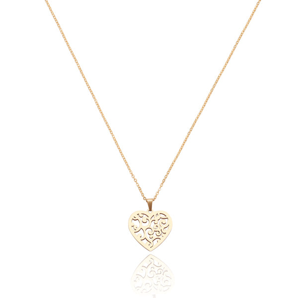 Gold mycelium heart pendant necklace