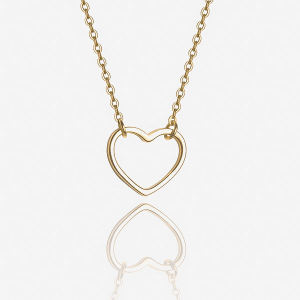 Gold open heart choker necklace details
